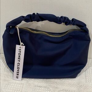 Stoney Clover Lane Scrunch Handle Shoulder Bag sapphire Blue w Gold zipper NWT
